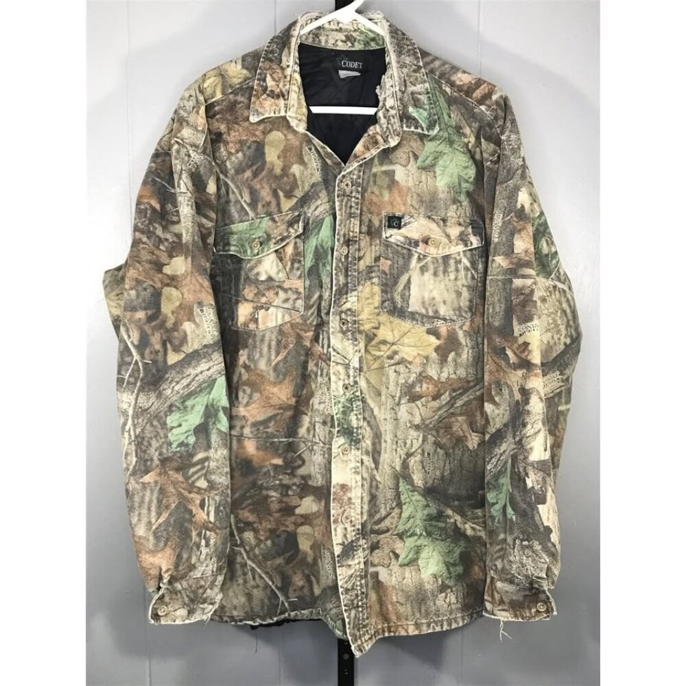 Vintage Codet Camo Realtree Quilted Flannel Button up Jacket mens sz LG